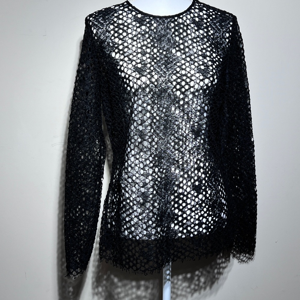 & Other Stories Black Lace Shirt Size 12